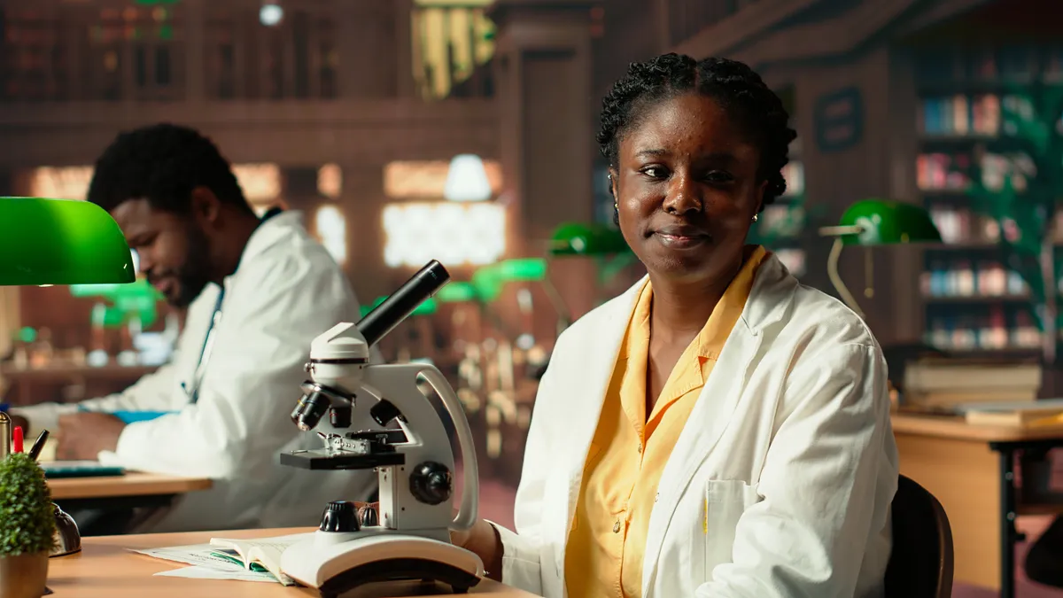 Researcher examining medicines safety data