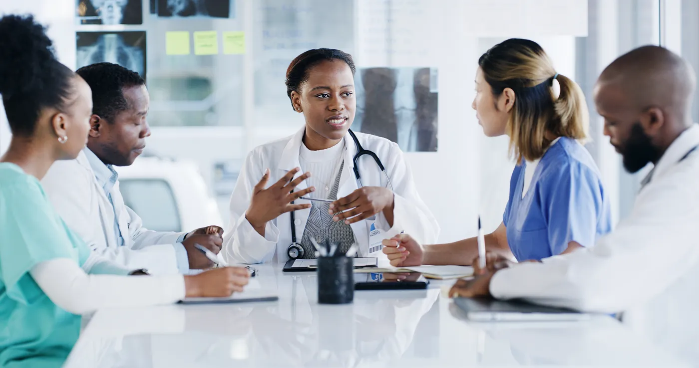 Healthcare professionals collaborating on patient care